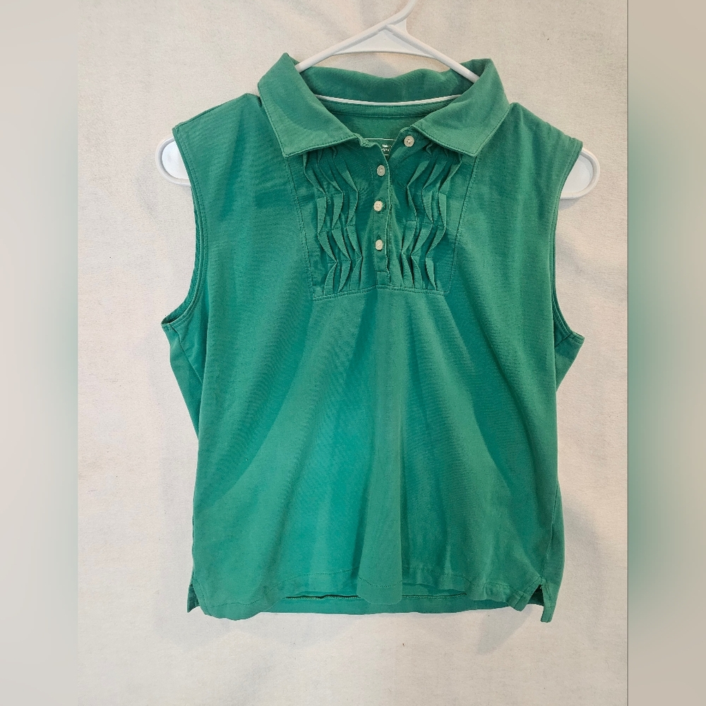 Lady hogan women's green sleeveless golf shirt size medium